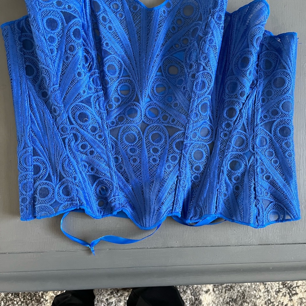 Blue Lace Corset Top